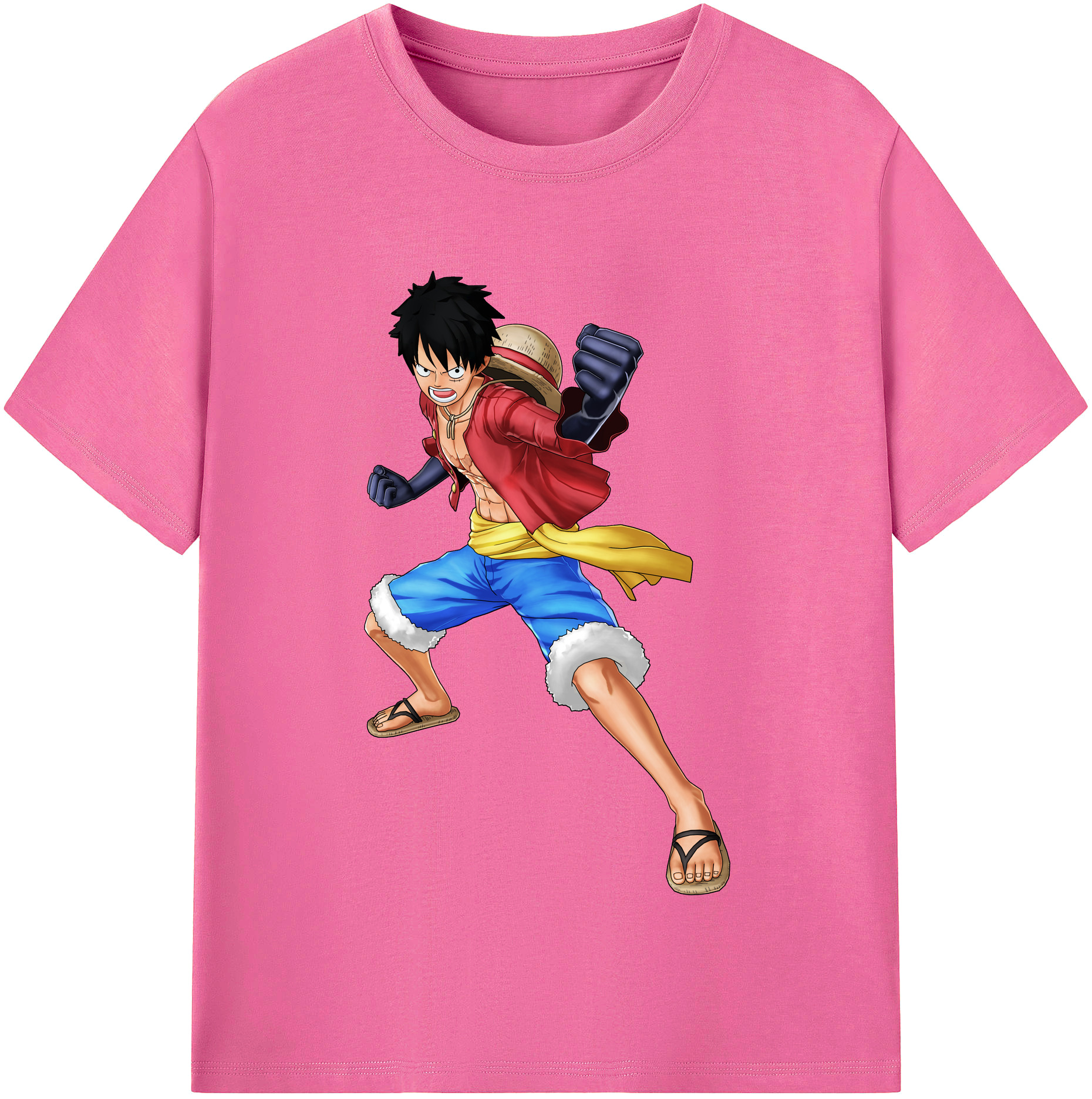 ワンピース モンキー・D・ルフィ ONE PIECE Monkey D. Luffy レディースカジュアルプリントTシャツ（綿100％）